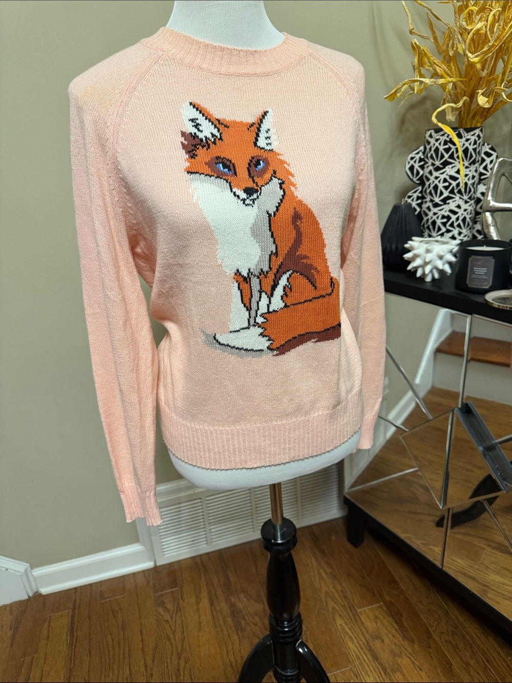 Wildfox White Label Y2K Crewneck Sweater with Fox Intarsia size S pre-owned